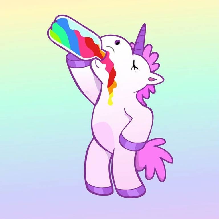 Unicorn drinking Gin